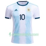 Camisolas de Futebol Argentina MESSI 10 Equipamento Principal Copa América 2019 Manga Curta